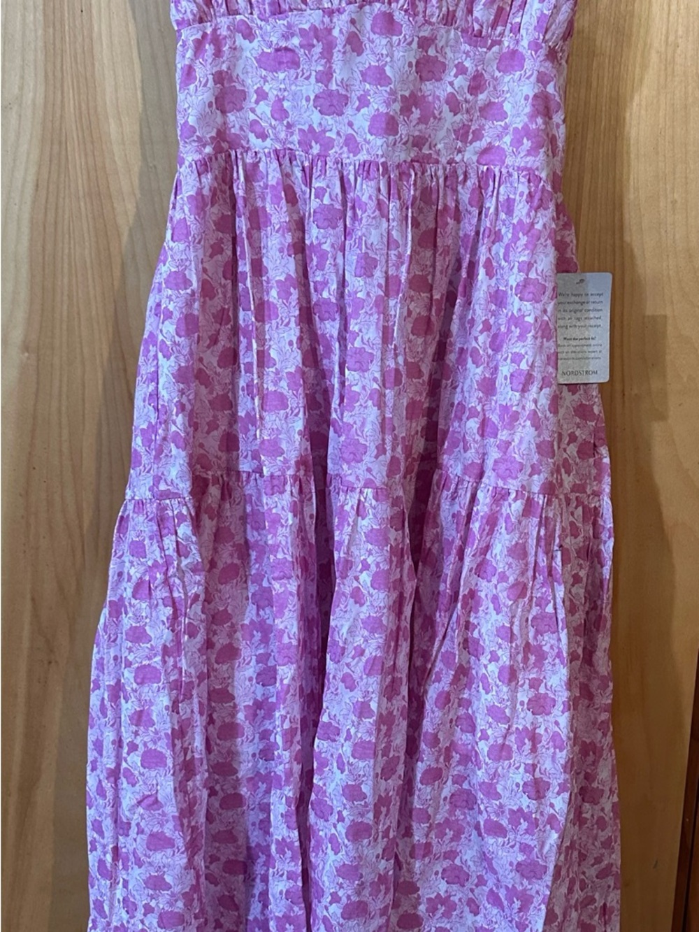NWT Lush White Pink Floral Tiered Maxi Dress Size: M